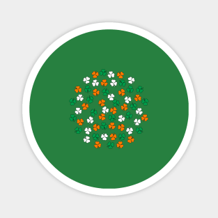 Small Cluster of Shamrock Green White Orange Magnet